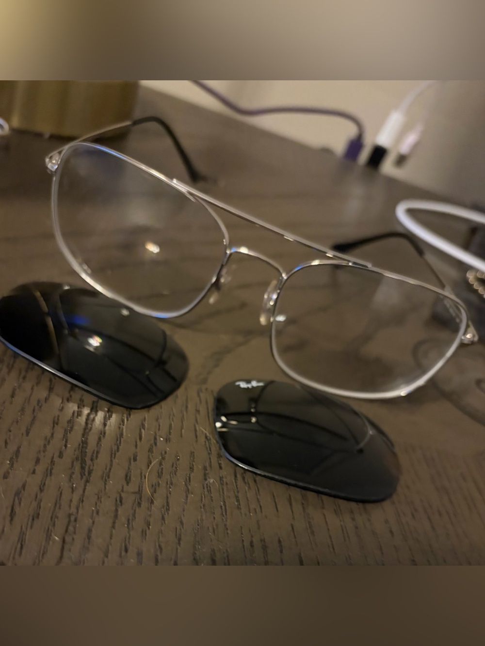 Ray-Ban Silver Aviator Frame with Black Replacement Lenses